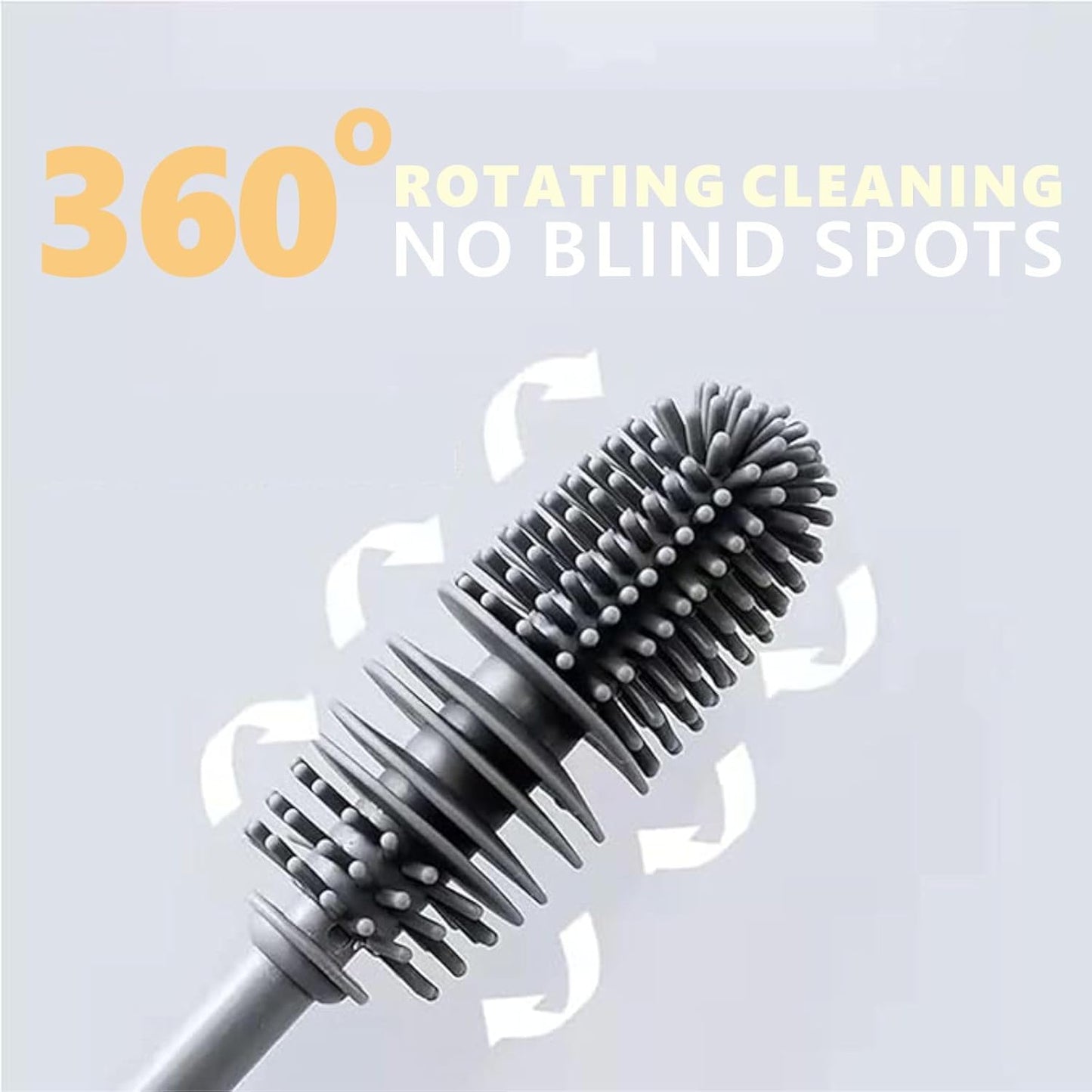 Silicone Bottle Brush,Silicone Bottle Cleaning Brush with Long Handle，be Suited to Cleaning Narrow Neck Containers, Vacuum Sports Bottle, Tumblers, Flask, Glassware (2 Pack, Black and White)