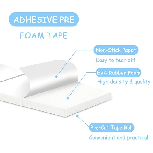 Double Sided Foam Tape Squares 0.75 X 0.5 Pre Cut Foam Adhesive Squares Roll