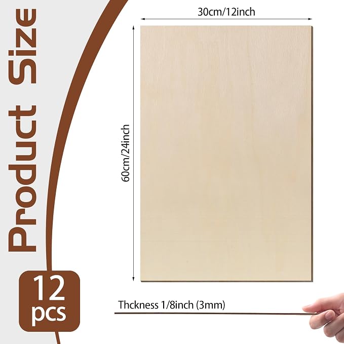 24 Pcs Baltic Birch Plywood, School DIY Projects, CNC Cutting, Wood Burning 24