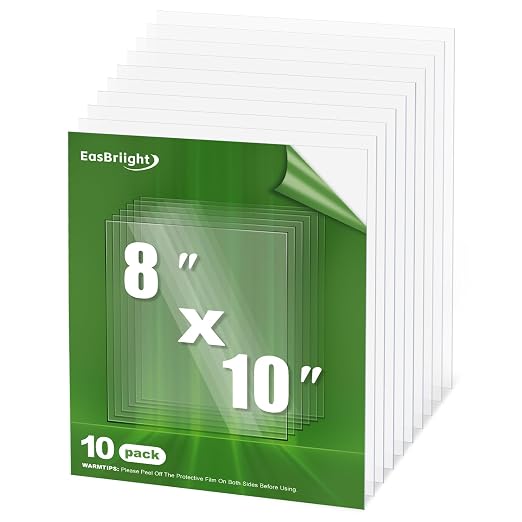 10-Pack of 8×10"×0.02" PET/Plexiglass Sheets, Transparent Flexible Plastic