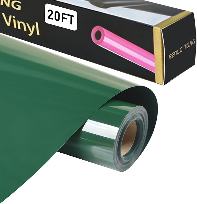 RENLITONG Dark Green Iron on Vinyl 12Inch by 20ft Roll Heat Transfer Vinyl