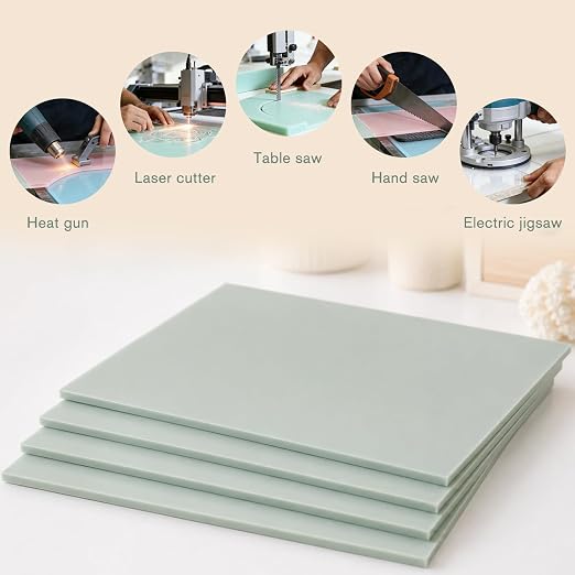 Sage Green Pastel Cast Acrylic Sheets 12x12 1/8" | Dual finish matte & glossy