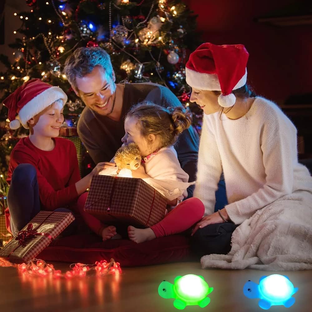 AFUNTA 4 PCS Cute Turtle Night Lights, 7 Color Changing 3D LED Lamp for Kids Room, Christmas Home Decor Gift