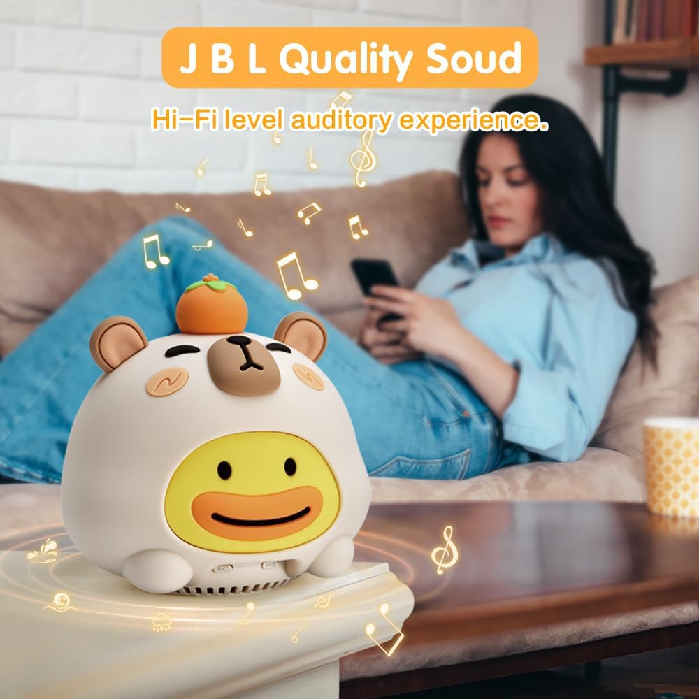 Baby Sound Machine, 20 Soothing Sounds White Nosie for Sleeping, Rechargeable Night Light with Speaker, 3 Brightness Levels Remote and Tap Control, Nursey Lamp for Baby, Kids Bed Room (Capybala)