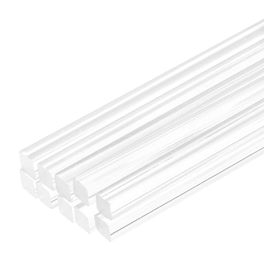 MECCANIXITY 10pcs Acrylic Square Rods 3/20" x 10" Clear Acrylic Dowel Rods