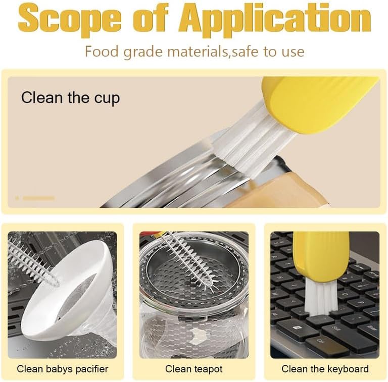 3 in 1 Cup Lid Cleaning Brush, 2024 New Crevice Cleaning Brush Set for Baby Bottle Gap Tight Spaces Cup, 3 in 1 Multifunctional Cleaning Brush Portable Cup Lid Cleaner with Brush(D)