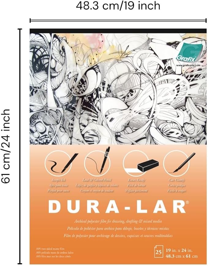 Grafix Dura-Lar 0.005" Film, Translucent 19"x24", Economical Alternative to