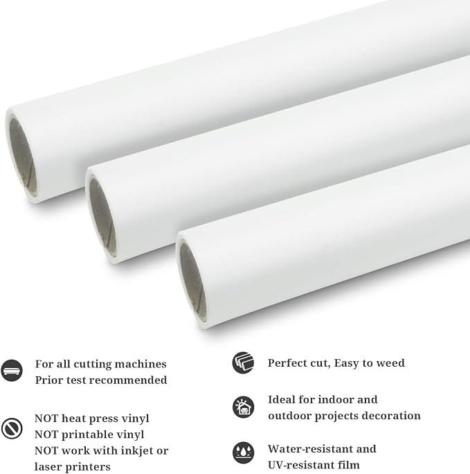 TECKWRAP Permanent Adhesive Vinyl 12" x 10ft, Matte White