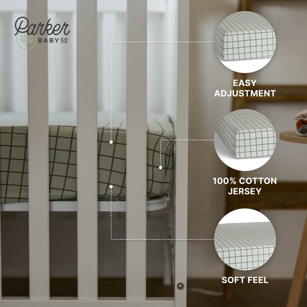 Parker Baby Soft & Durable Fitted Baby Crib Sheets | Snug Fit for Standard Crib Mattresses | Machine Washable, Fade-Resistant & Modern Nursery Designs