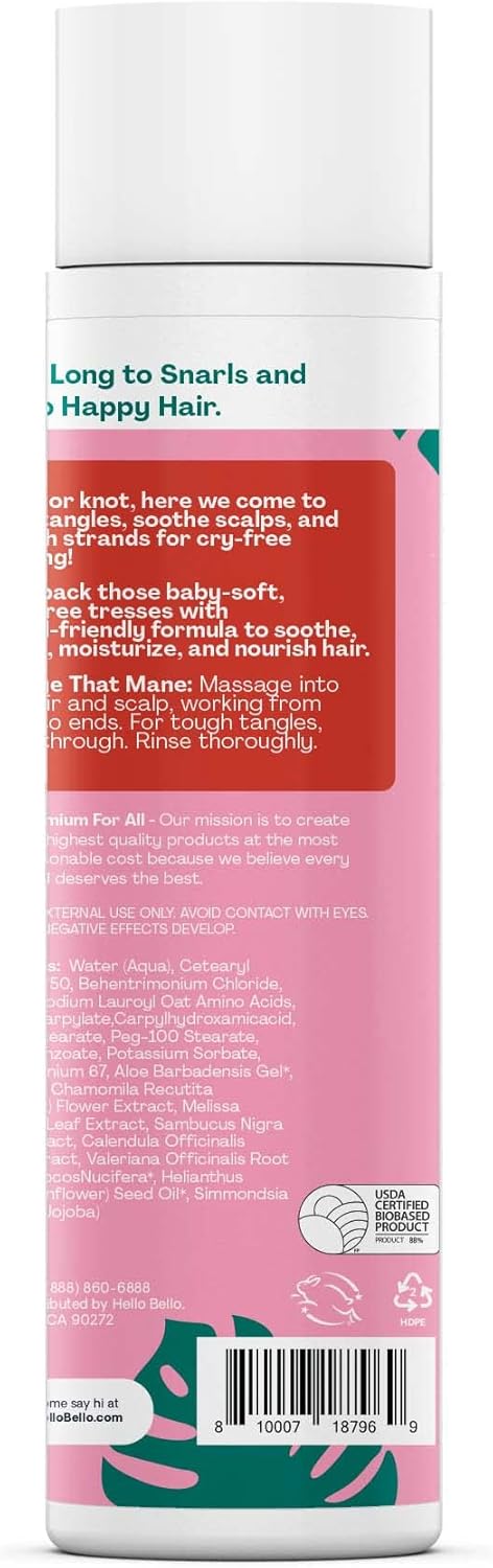 Hello Bello Kid’s Conditioner - Hypoallergenic, pH-Balanced & Dermatologist-Tested - Thoughtful Ingredients - Watermelon, 10 Fl Oz (2 Pack)