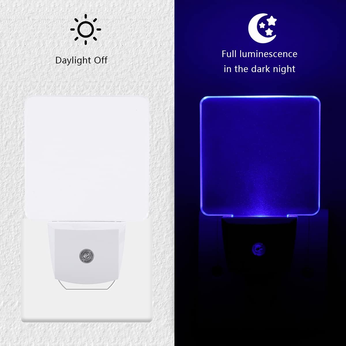 KINUR Blue Night Light,2 Pack LED Night Lights Plug into Wall with Dusk to Dawn sensors, Plug in Night Lights for Kids Room, Bedroom, Bathroom, Baby Nursery,Stair Lights, Hallway Light