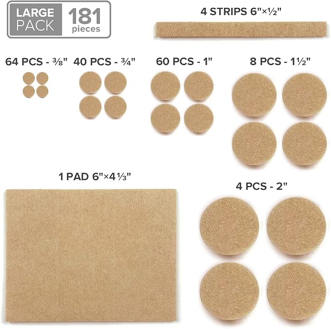 Felt Furniture Pads X-PROTECTOR 181 PCS Premium Furniture Pads