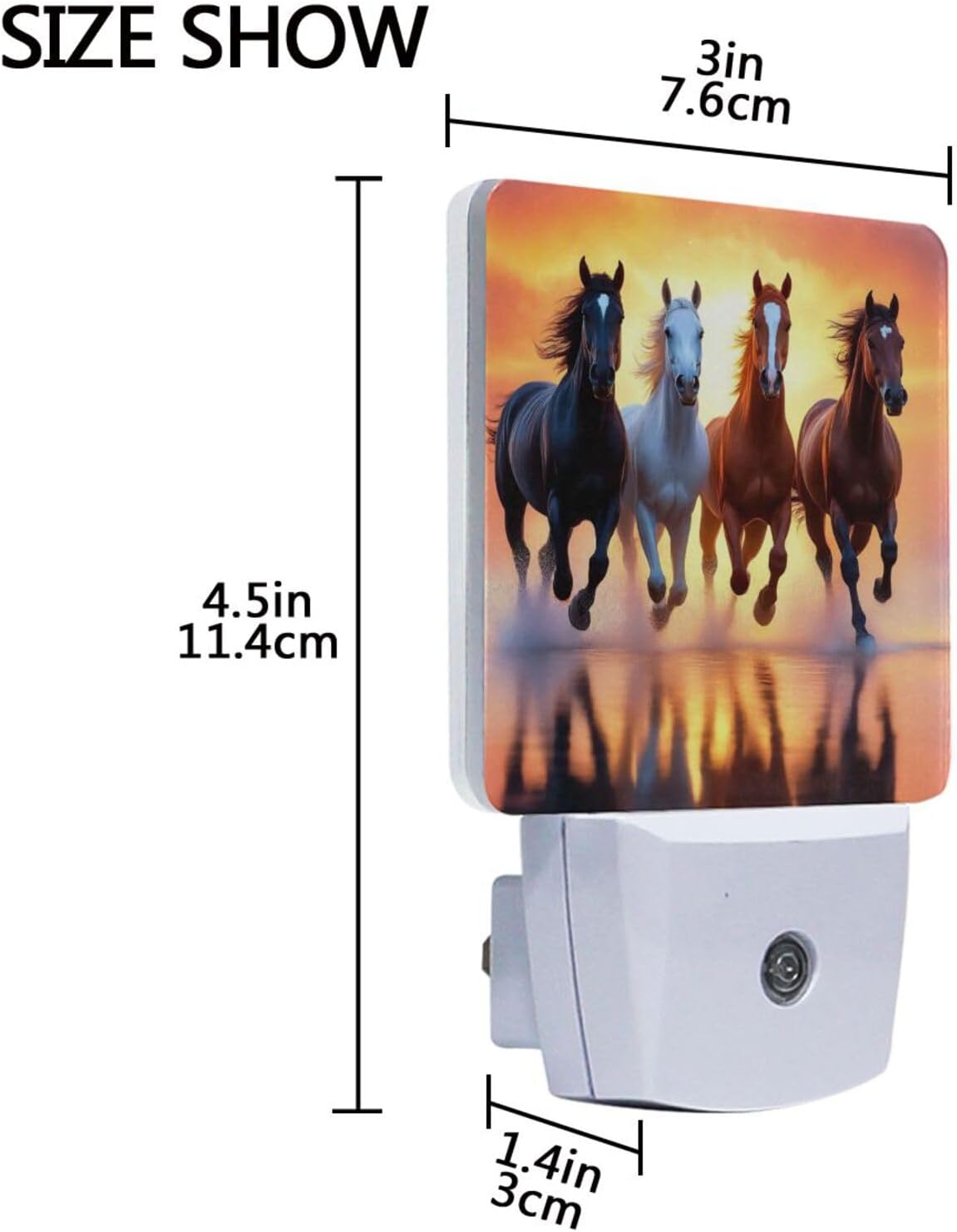 Aslsiy Night Light for Kids Horses Running Sunset Sky Plug in Wall Lamp LED Dusk to Dawn Sensor Energy Saving Nightlight for Boys Girls Men Women
