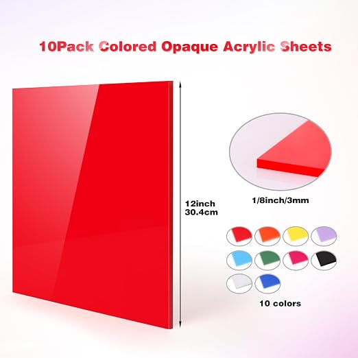 Adrattnay Acrylic Sheets 1/8 Thick, Opaque Colored Acrylic Panel