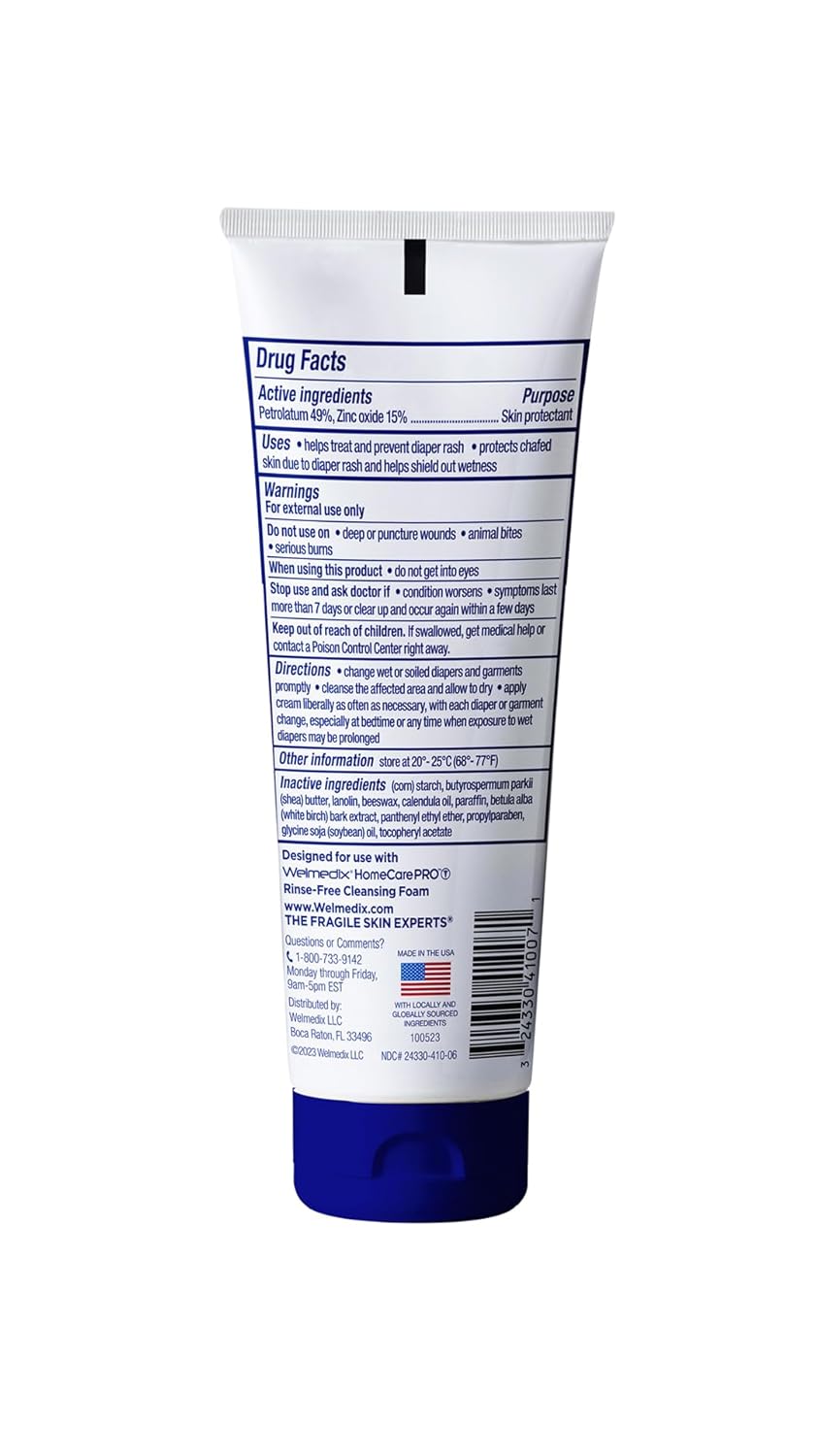 Welmedix Rapid Relief Diaper Rash Cream with Zinc Oxide, Hospital Grade Barrier Cream for Adults, and Babies with Fragile or Sensitive Skin (4oz Tube, Pack of 5)