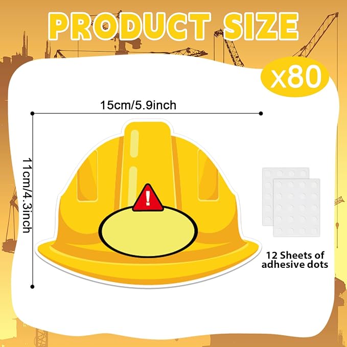 gisgfim 80Pcs Construction Helmet Cutouts Back to School Decorations Bulletin