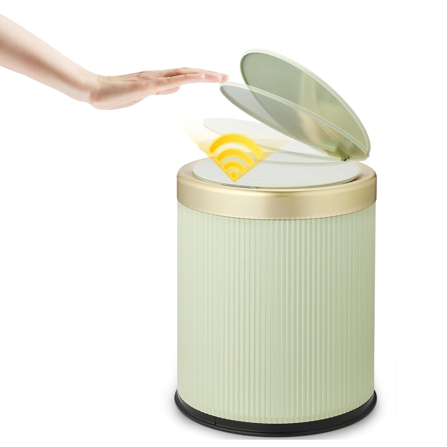 Motion Sensor Bathroom Trash Can Touchless, 3.7 Gallon Modern Automatic Garbage Can with Lid,Diaper Trash Bin,Plastic Smart Dog Proof Trash Bin Suitable for Toilet, Bedroom, Office, Kitchen -Green
