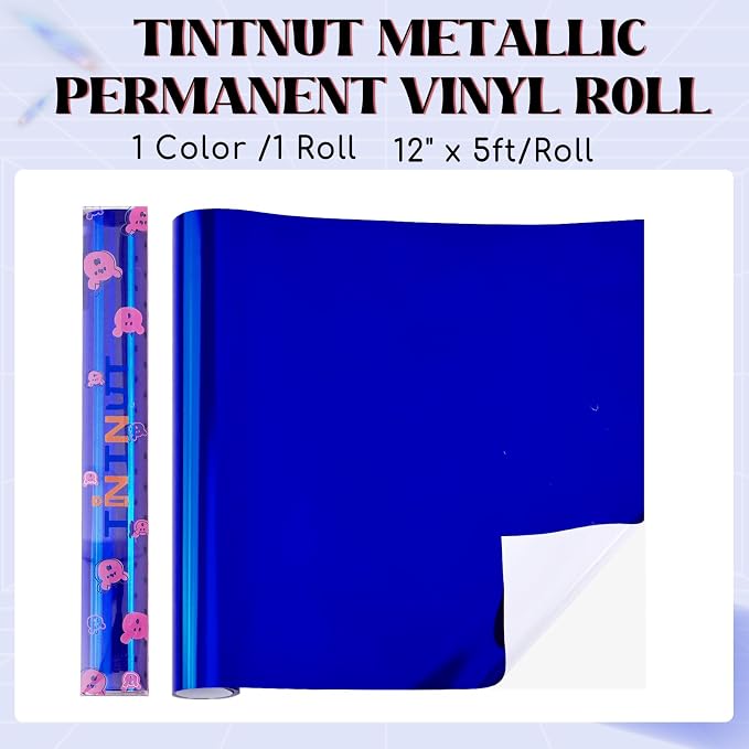 Tintnut Holographic Permanent Vinyl Roll 12in x 5ft Blue Adhesive Vinyl | Solid