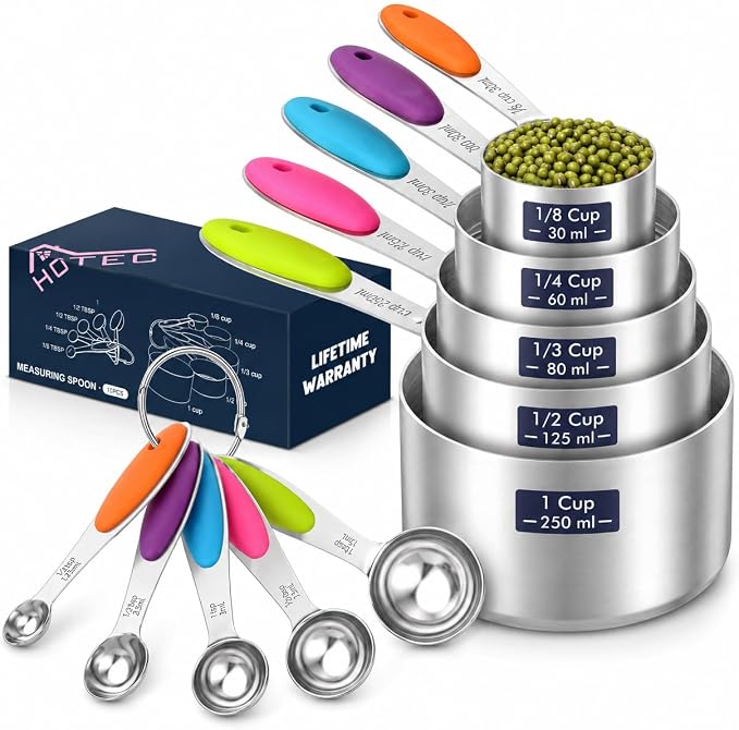 HOTEC 10-Pack Measuring Cups &Spoons Set, Kitchen Gadagets Cooking Baking
