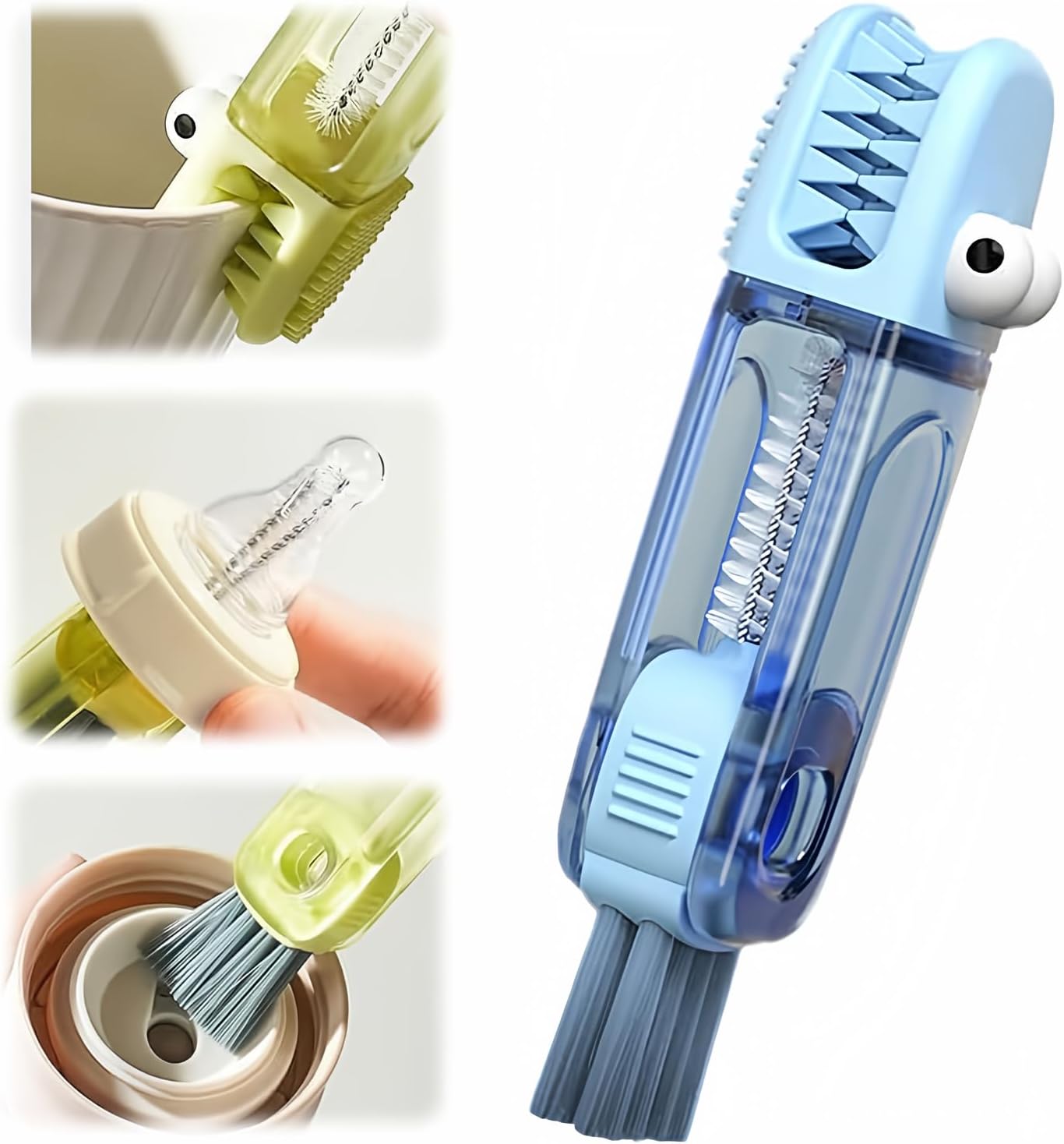 3 in 1 Cup Lid Cleaning Brush, 2024 New Crevice Cleaning Brush Set for Baby Bottle Gap Tight Spaces Cup, 3 in 1 Multifunctional Cleaning Brush Portable Cup Lid Cleaner with Brush(B)