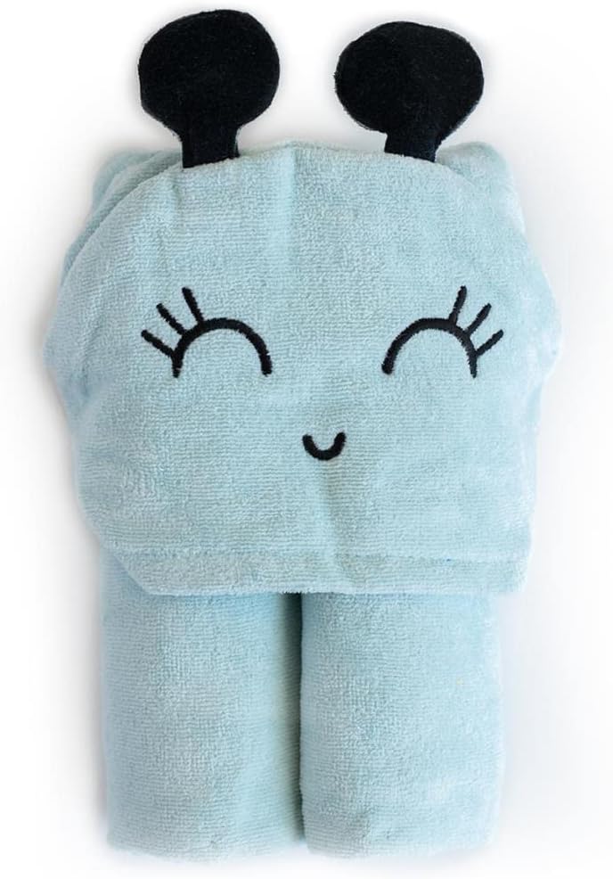 Milk&Moo Baby Hooded Towel, 100% Organic Turkish Cotton, Ultra Absorbent Bath Towel with Hood, 27x47 Inch, for Baby Boys & Girls (0-2 Years, Blue)