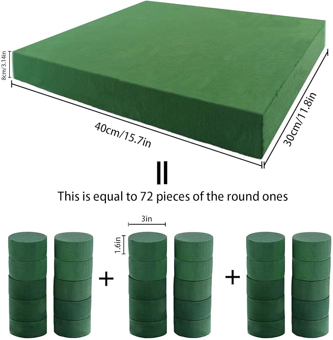 Dry & Wet Floral Foam Bricks, 15.7 x 11.8’’ Large Green Styrofoam Foam Blocks