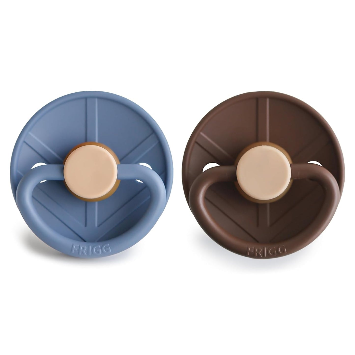 FRIGG Little Viking Natural Rubber Baby Pacifier 2-Pack | Made in Denmark | BPA-Free (Ocean View/Cocoa, 6-18 Months)