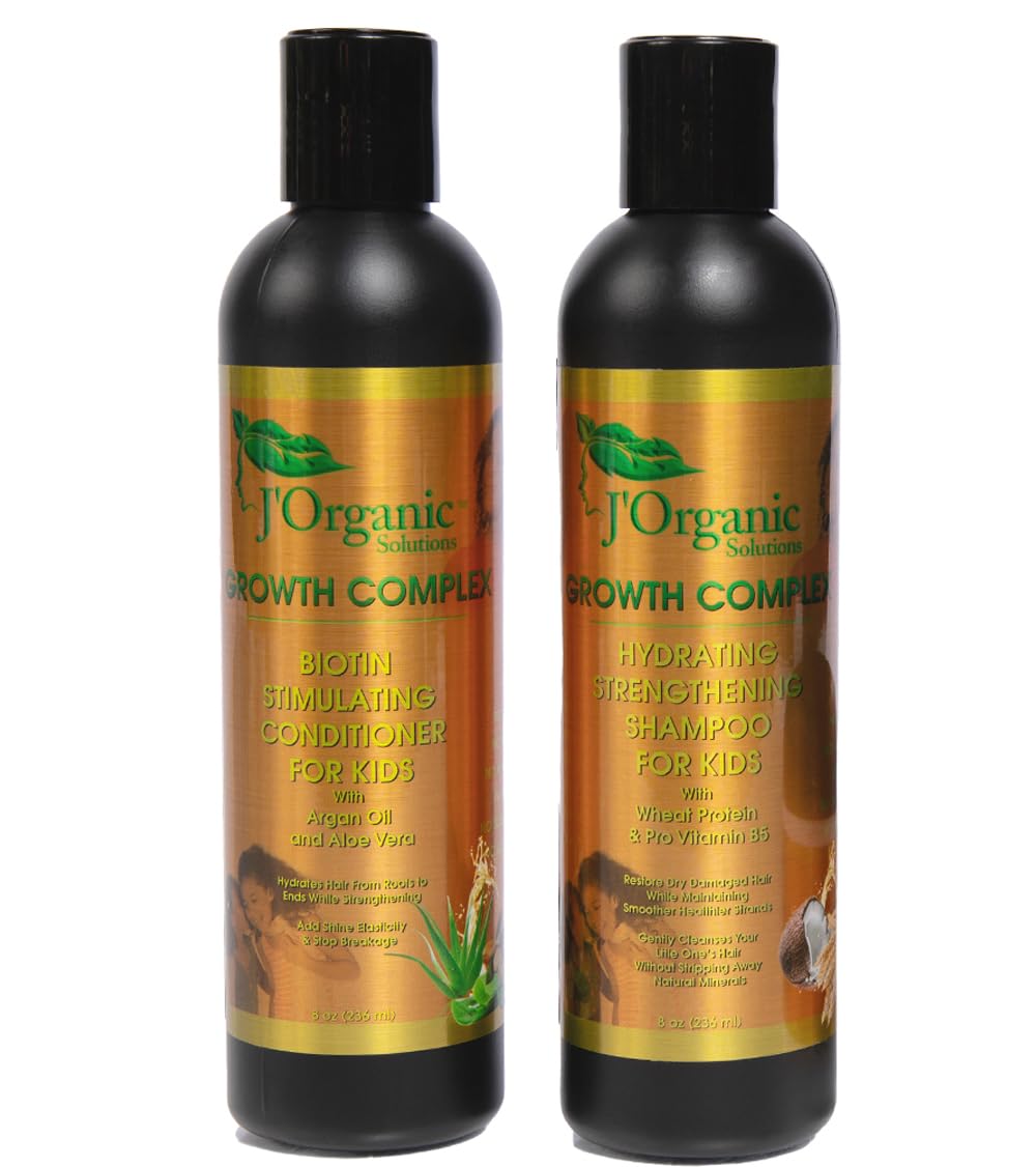 J'Organic Solutions Biotin Hydrating, Strengthening shampoo & Conditioner Set Phthalates-Free, No Sulfate, Paraben-free Baby And Toddler Shampoo and Conditioner (2x 8oz)