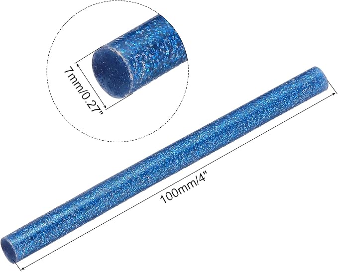 uxcell Mini Hot Glue Sticks for Glue Gun 7mm x 100mm Glitter Blue 12pcs