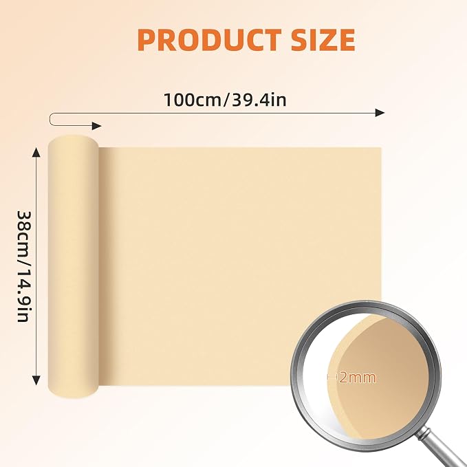 39"x15" EVA Foam Roll, 86 kg/m3 High Density 2MM Thick Foam Sheets, Flexible &