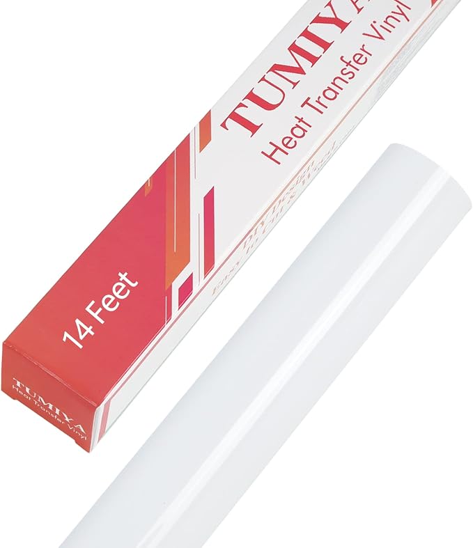 TUMIYA Heat Transfer Vinyl Roll, 12 in x 14 Feet White HTV Vinyl