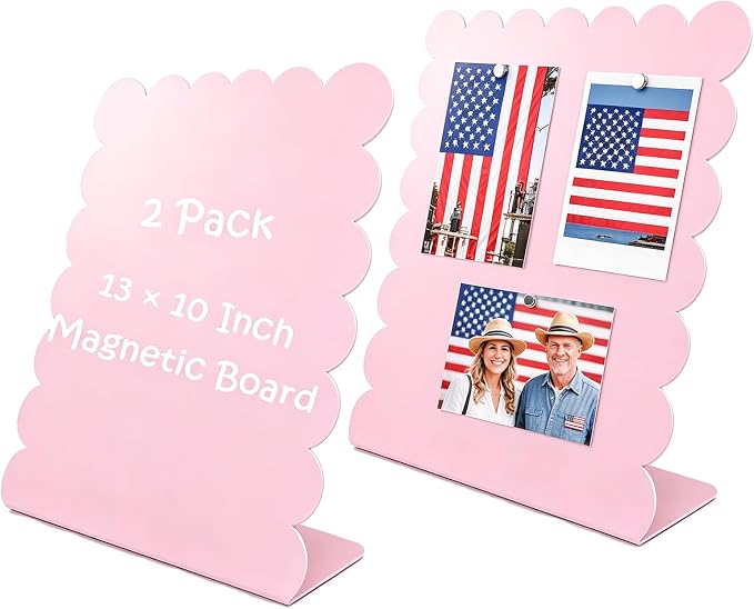 2 Pack Metal Pink Scalloped Magnet Display Board