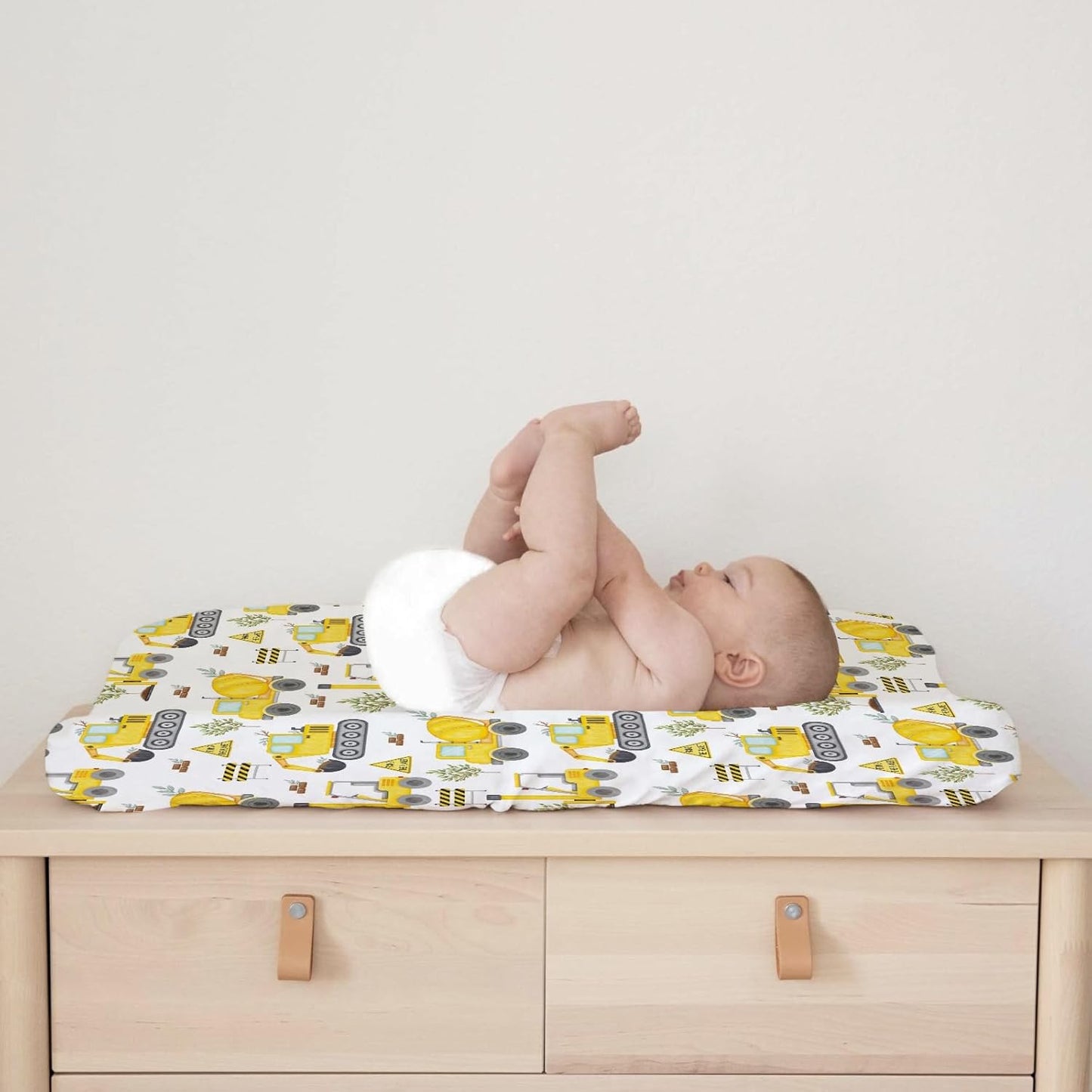 Construction Truck Excavator Tractor Trees Changing Pad Cover Cute Construction Trucks Plants Fitted Baby Change Table Sheets for Boys Girls Soft Stretch Fitted Changing Table Mats Cover 32''x16''