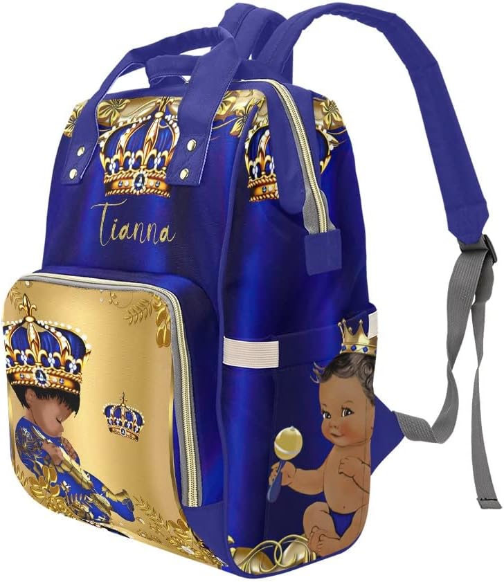 Gold Blue Hat Cute Baby Boy Diaper Bags with Name Waterproof Mummy Backpack Nappy Nursing Baby Bags Gifts Tote Bag for Women