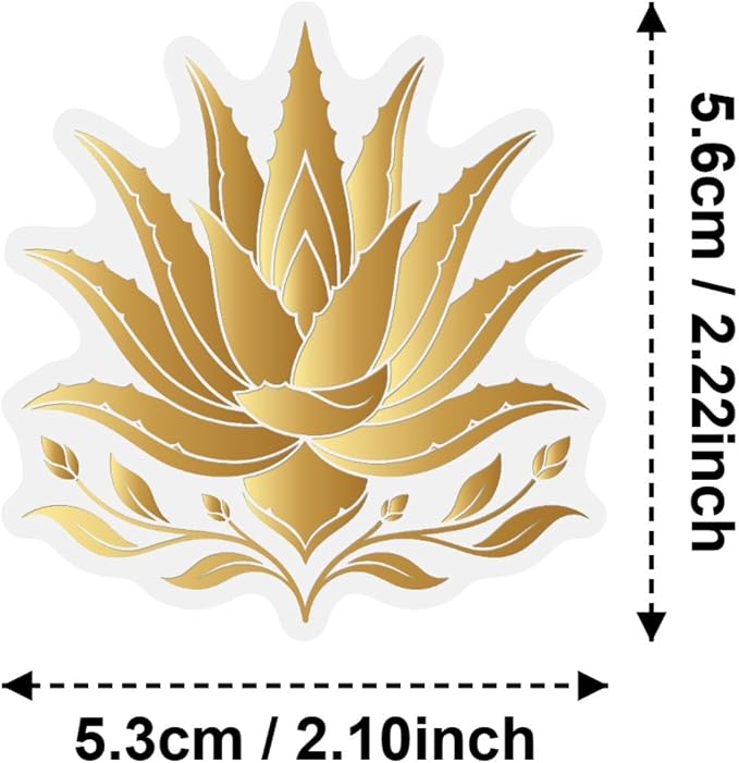 50PCS Gold Foil Floral Stickers, Metallic Botanical Decals, Waterproof PET
