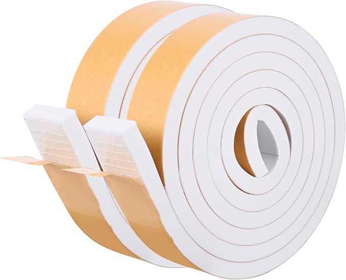 Self Adhesive Foam Tape Weatherstrip 1in x 3/8in x 20Ft High Density Foam