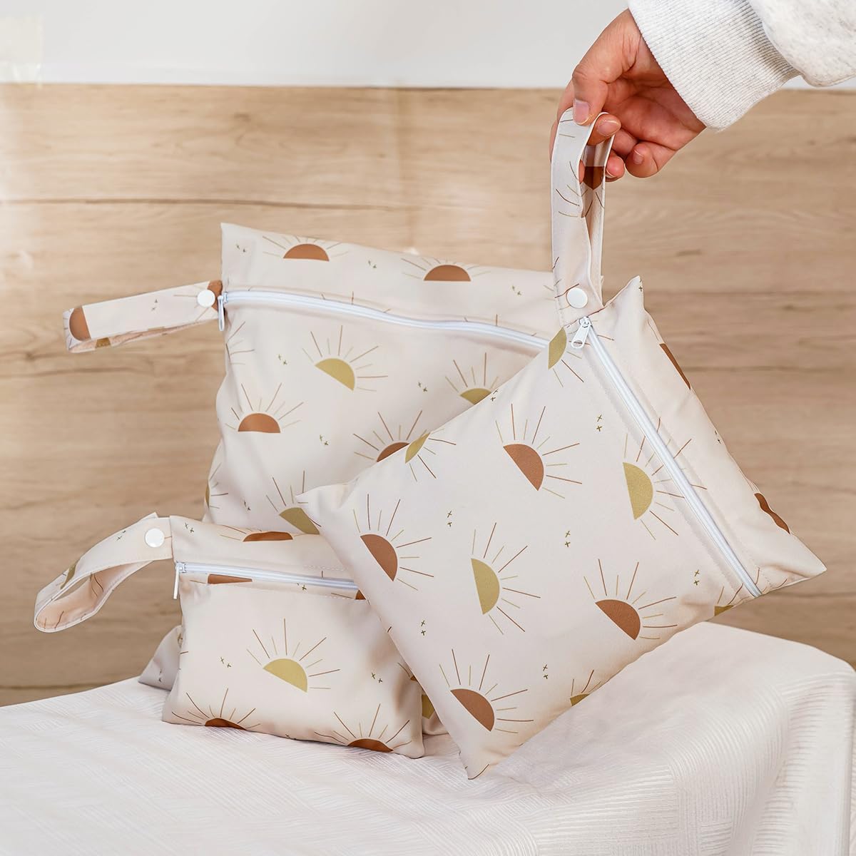 Happy Flute 3 Set Wet Bag Storage Bag Zipper Waterproof Washable Travel Bags, Beach, Pool, Gym Bag for Cloth Diaper, Swimsuits & Wet Clothes(EF641)