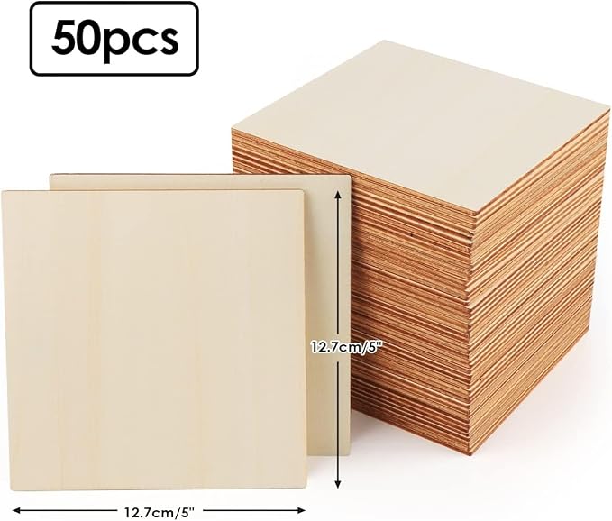 ilauke Wood Squares 5x5 Inch, Wooden Squares