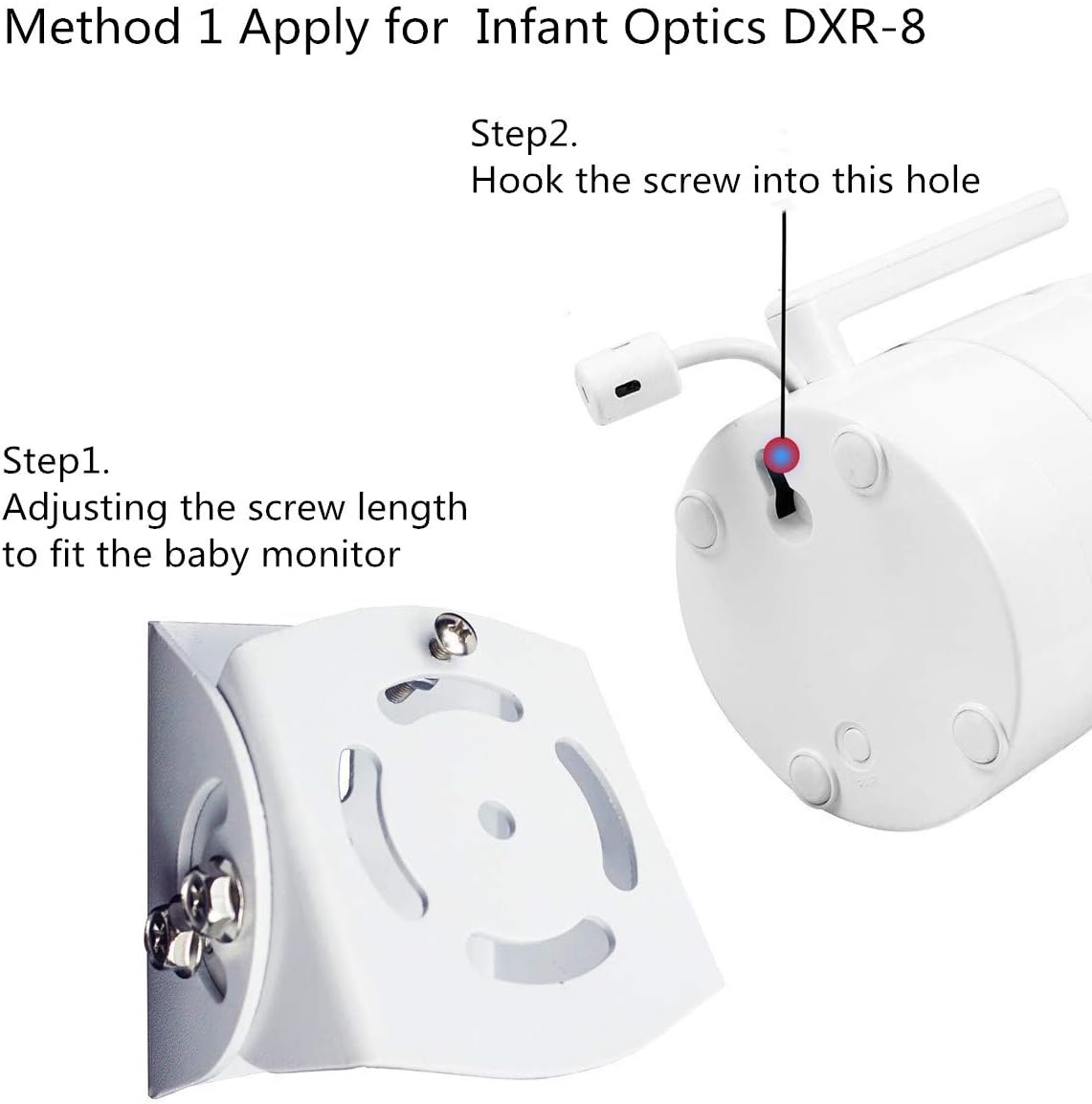 Baby Monitor Wall Mount for Infant Optics DXR-8,Adjustable Angle Mounting Brackets for Motorola,Babysense,HelloBaby and Most Universal Camera Stand Indoor Wide Angle Aluminum Alloy Material(White)