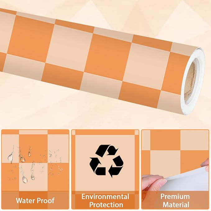 Hippie Orange Checked Bulletin Board Paper Roll Retro Orange Bulletin Board