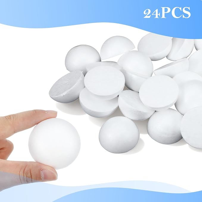 Jeffdad 24 Pcs Half Foam Balls, 1.4 Inch Half Round Styrofoam Foams Ball |