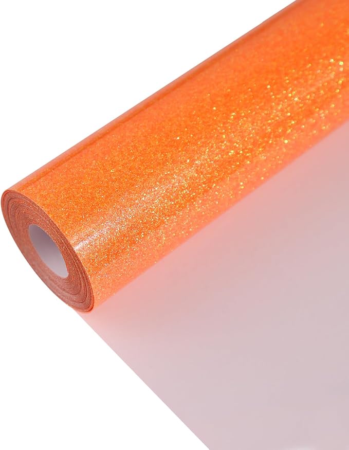 Neon Orange Glitter Heat Transfer Vinyl 12" x 8 ft HTV