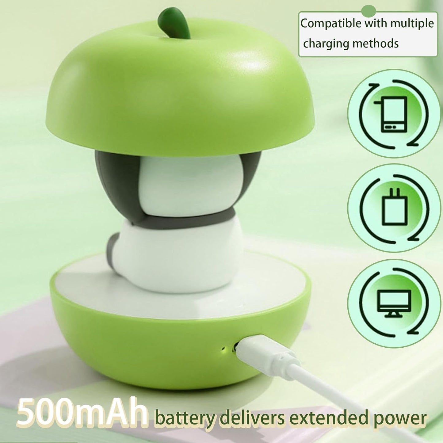 Cute Panda Night Light, LED Squishy Novelty Animal Night Lamp, 3 Level Dimmable Nursery Touch Kawaii Lamp, Birthday Christmas Gifts (USB Rechargeable) (Green)
