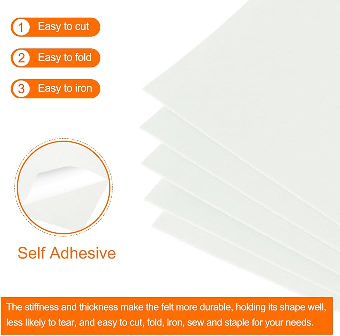MECCANIXITY Adhesive Felt Sheets, 11.8 x 7.9 Inch, Creamy White