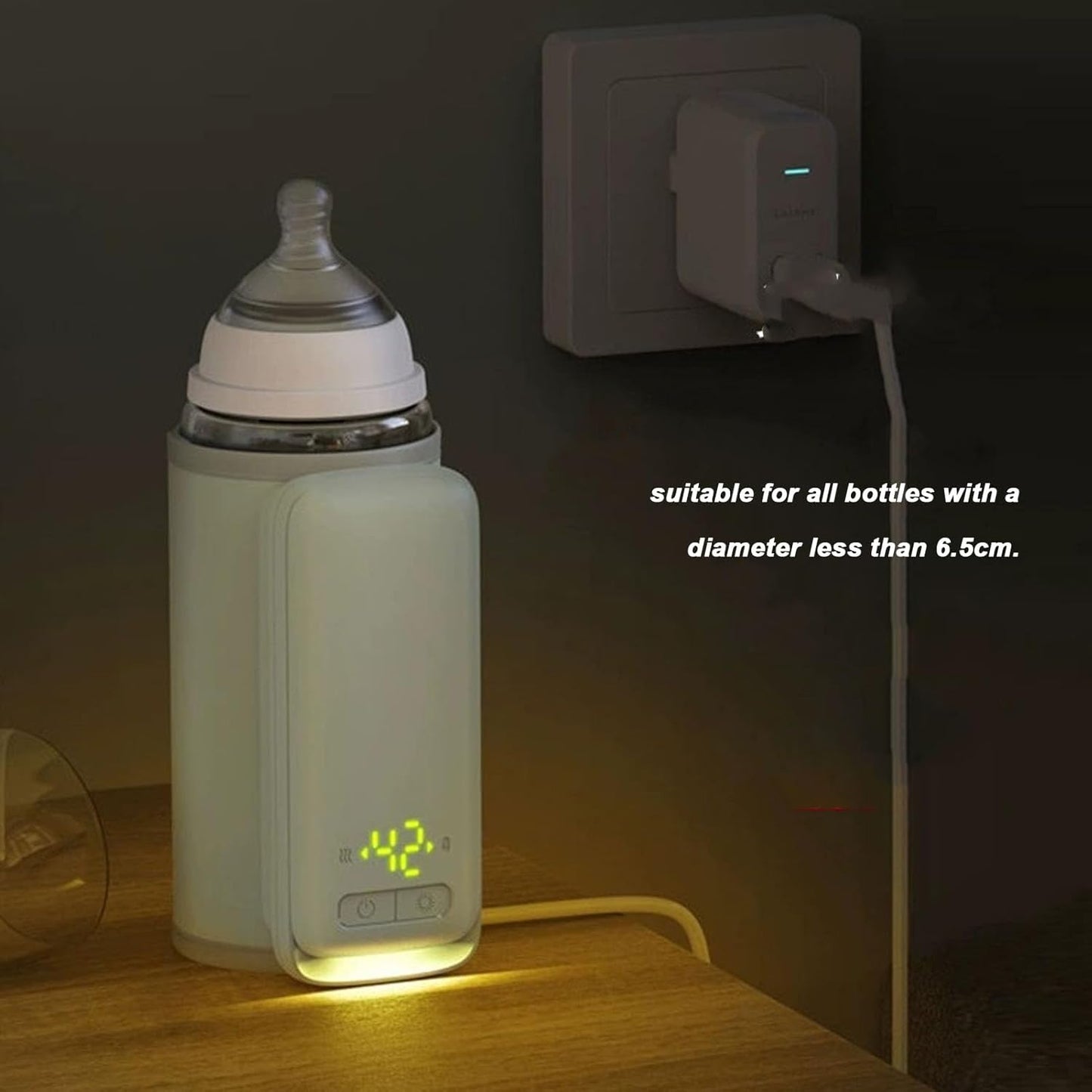 Baby Bottle Warmer, Portable Bottle Warmer, Fast Heating Travel Baby Milk Warmer with LED Display, Constant Temperature Travel Bottle Warmer for Home Family Travel