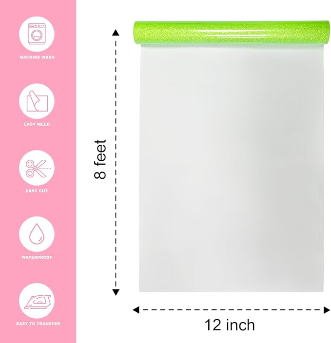 Neon Green Heat Transfer Vinyl 12" x 8 ft HTV