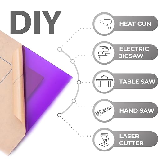 6 PCS Purple Transparent Cast Acrylic Sheets 8" x 12" x 0.118", Plexiglass