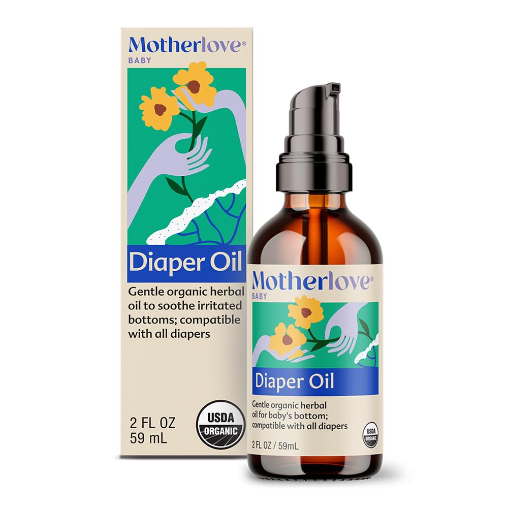 Motherlove Diaper Oil (2 oz) Soothing Vegan diaper Rash Oil—Organic, Cloth diaper Safe, Zinc Oxide- & Petroleum-Free