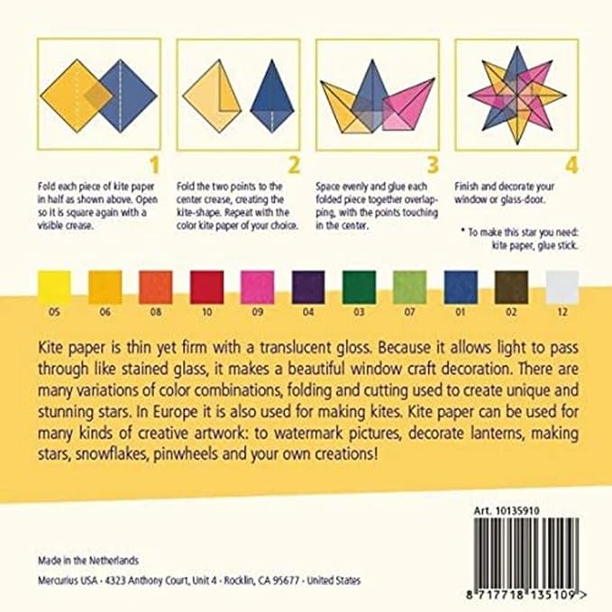 Mercurius Kite Paper 6"x6" – 100 Colored Transparent Sheets