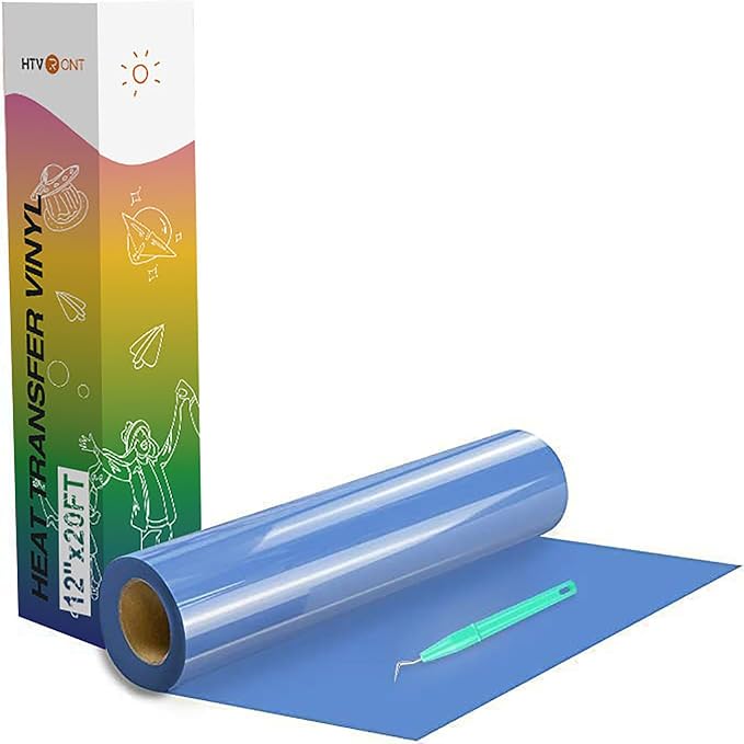 HTVRONT Heat Transfer Vinyl Sky Blue HTV Rolls, Sky Blue Heat Transfer Vinyl